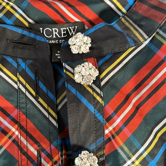 NWT JCrew Jewel Button Plaid Top - Picture 2 of 8